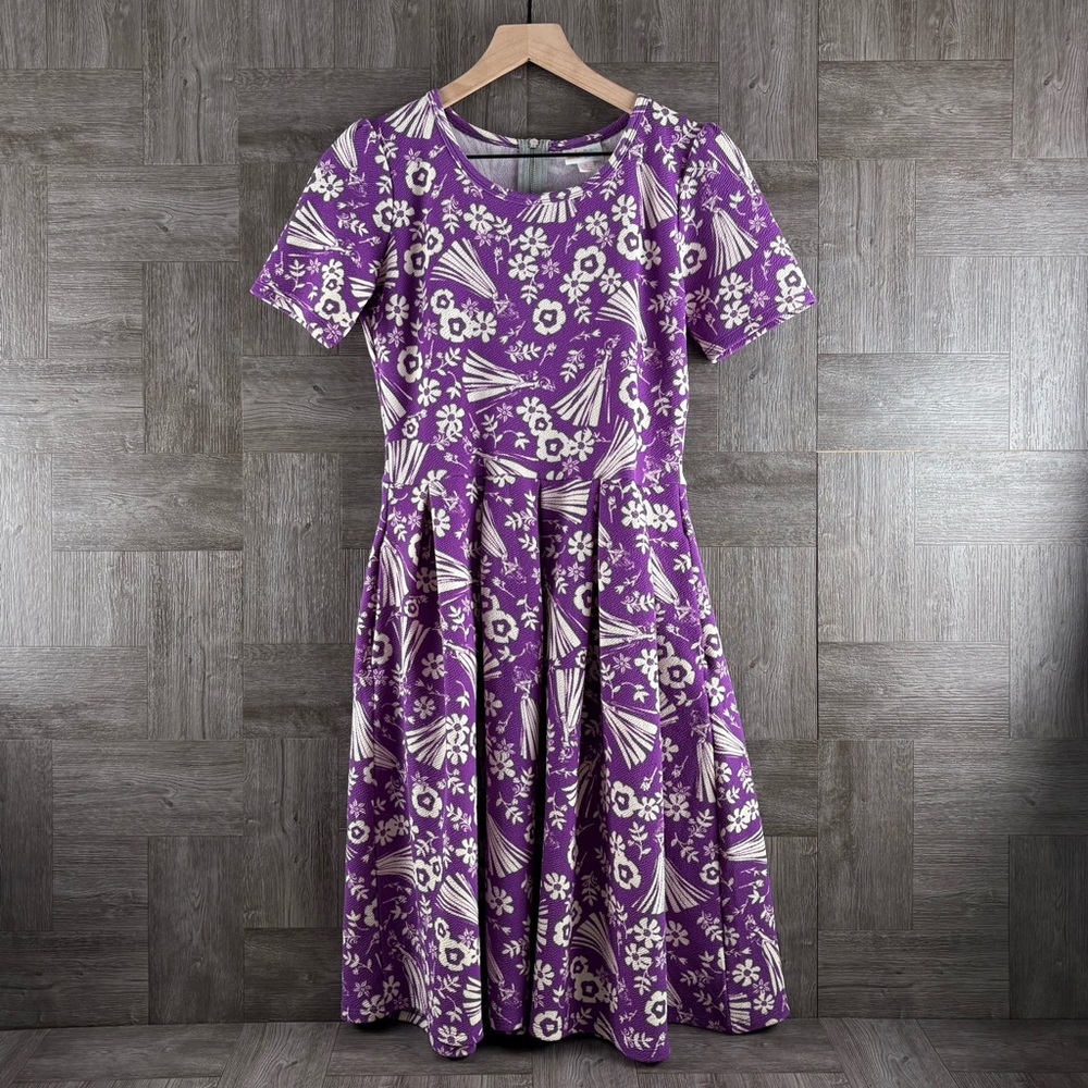 LuLa Roe x Disney Sleeping Beauty Silhouette Amelia Purple Dapper Retro Dress